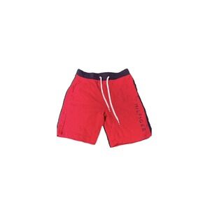 Tommy Hilfiger Mens Sm‎ Red Sweat Shorts Lounge Drawstring Athletic Stripe
